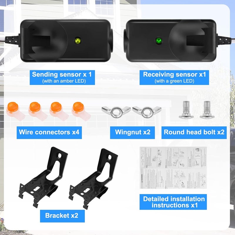 FEITON Garage Door Safety Sensor Beam Eyes, Garage Door Opener Parts Compatible with Liftmaster/Sears/Chamberlain/Craftsman/Linear Replacement (41A5034, 801CB-P) (Beam Eyes + Bracket) - Image 3